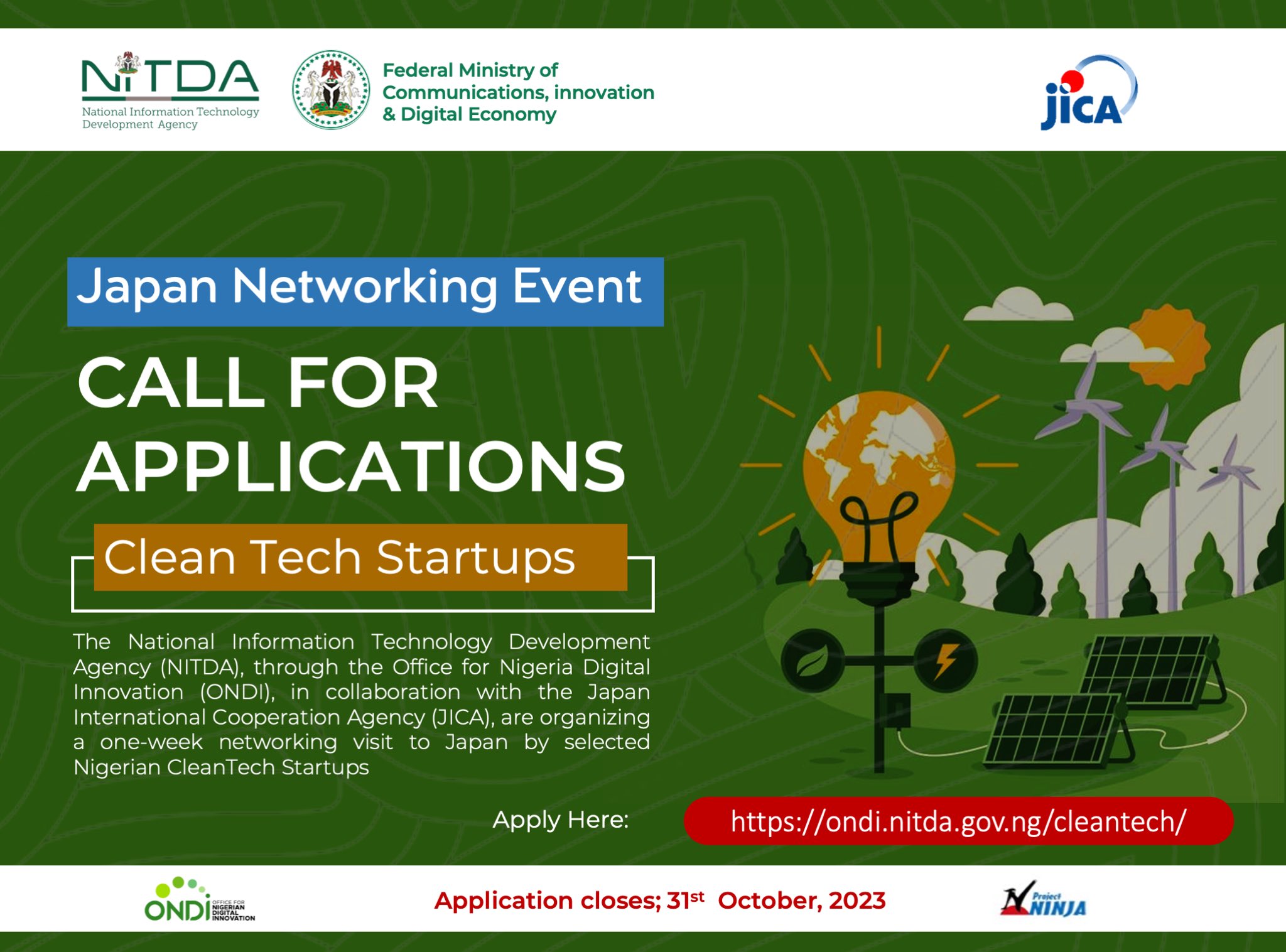Nitda Clean Tech Start-Up Application Is Open [Japan Event]