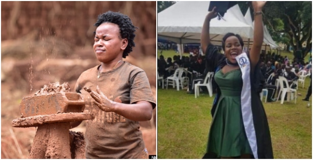 22-Year-Old Lady Who Worked As A Bricklayer To Pay Her School Fees Finally Becomes Successful, Bags Degree From University